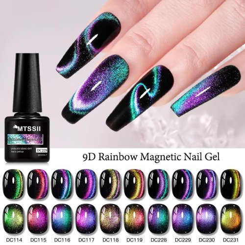 9D Magnet-Gel-Nagellack 'Cat Eye' Regenbogen – Chamäleon/Galaxie-Effekt, semi‑permanenter UV Soak‑Off
