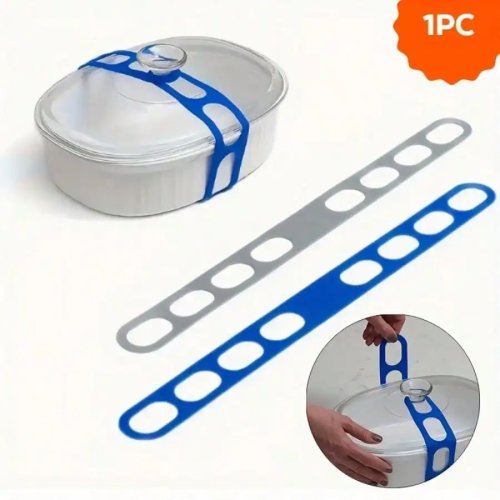 Tira de silicone ajustável para tampas — Fixação anti‑fugas para panelas e tigelas com tampa, ideal para escritório, campismo e refeições