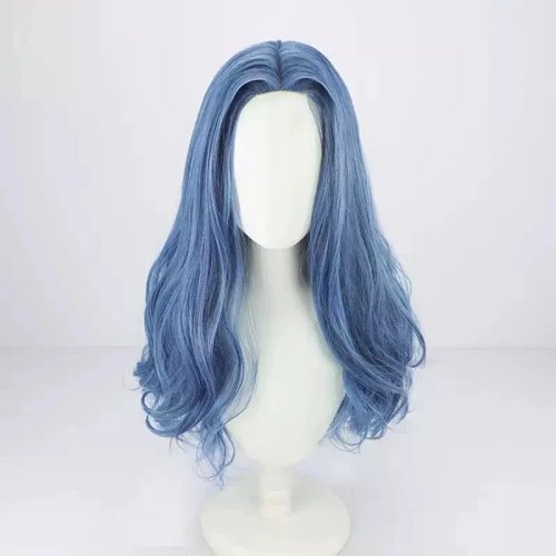 Peruca cosplay Ranni (A Bruxa), azul, fibra sintética resistente ao calor, com touca de peruca, 30 cm