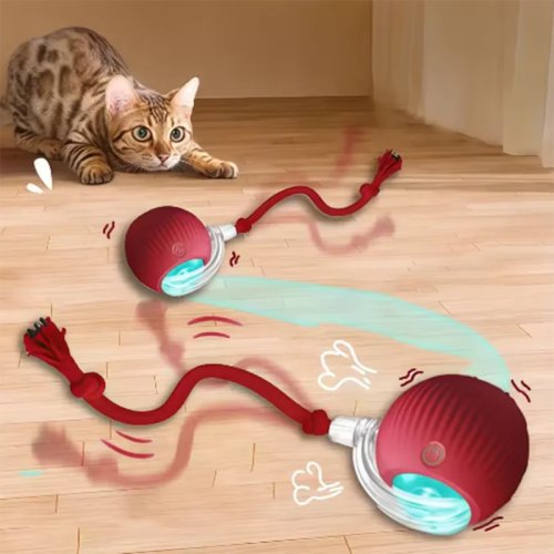 Automatic Interactive Cat Toy – Self-activating Teaser Ball & Wand, Durable Bite‑Resistant Pet Toy