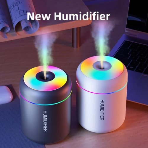 Humidificador portátil 180 ml USB y difusor de aromas — Difusor ultrasónico de aceites esenciales con luz LED para auto, casa, recámara