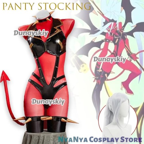 Collants avec porte-jarretelles et socquettes jusqu'au genou pour cosplay – Costume féminin 'Demon Sister' (anime) pour Halloween