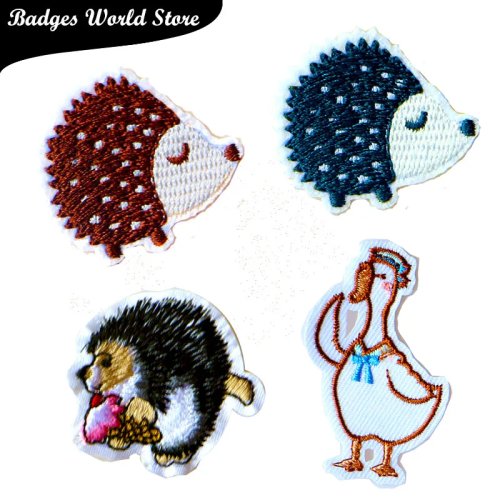 Patches bordados termocolantes — ouriço e galinha kawaii, apliques DIY para roupa e mochila