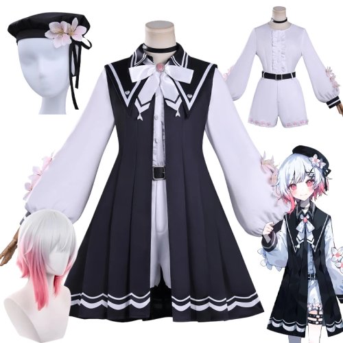 Strój cosplay Sakuraba Ema 'Magical Girl Witch Trials' dla kobiet — komplet: mundurek, peruka i kapelusz | Halloween i karnawał 2026