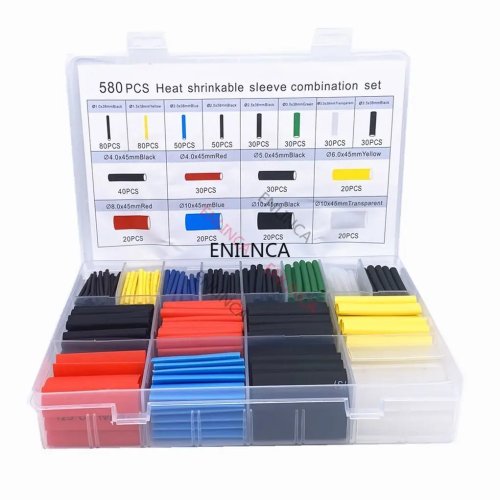 Kit de tubos termorretráteis 127–750 pcs — manguitos isolantes para cabos, resistente ao calor