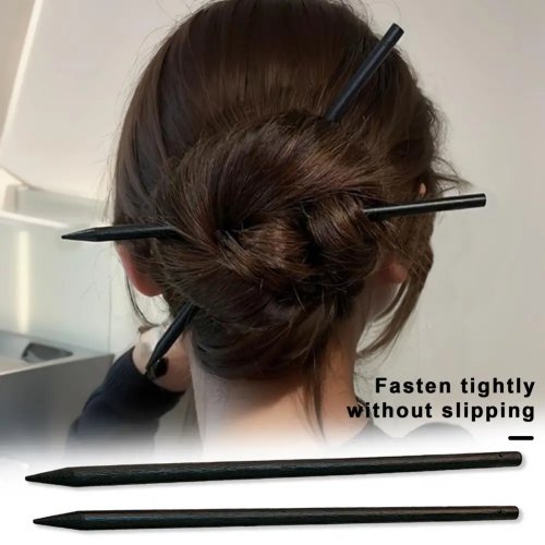2-pack Black Wood Chinese-Style Hair Sticks — Long Chopstick Hairpins for Women, Decorative Fashion Hair Accessories