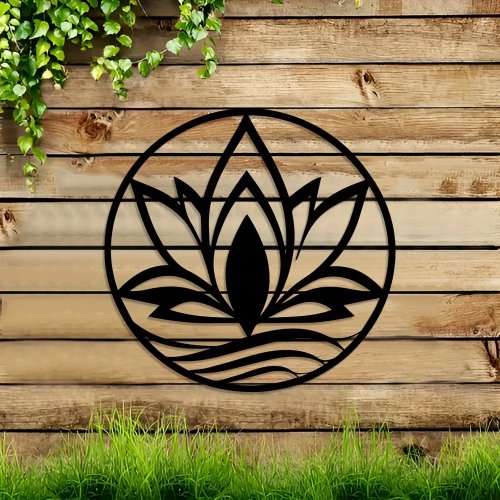 XXL Black Iron Lotus Mandala Wall Art – Metal Garden & Home Decor