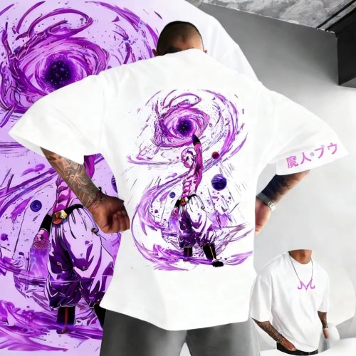 Camiseta Dragon Ball Majin Buu Retrô roxa - Unissex, manga curta, GG (XL)