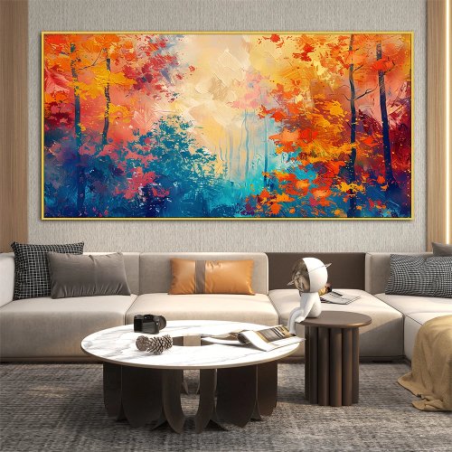 Toile imprimée Paysage abstrait forêt d'automne – tableau mural décoratif pour intérieur