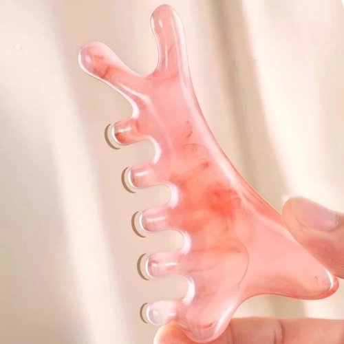 4-in-1 Facial Massage Comb (Pink) — Meridian & Eye Acupressure Massager with Nasal Press