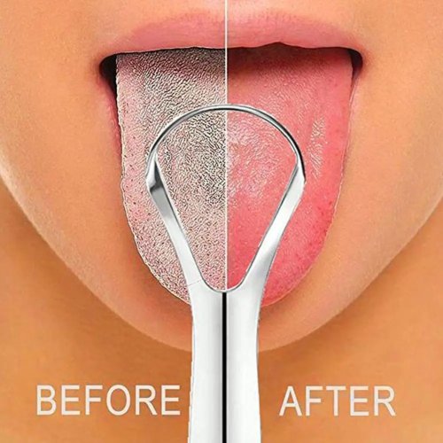 Raspador de lengua de acero inoxidable reutilizable — limpiador de una sola capa, refresca el aliento