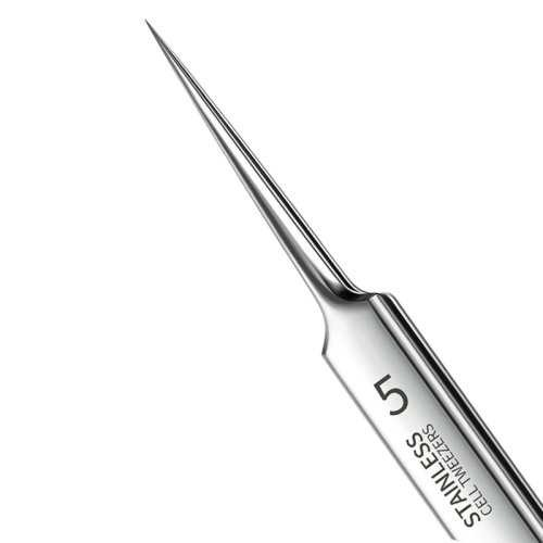 Pinça ultrafina n.º5 (Alemanha) – extrator de pontos negros e agulha para acne, uso profissional e pessoal