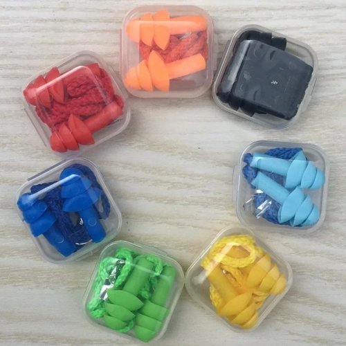 Soft Silicone Swim Earplugs (1 Pair) – Waterproof, Noise‑Reducing, with Cord – For Adults & Kids