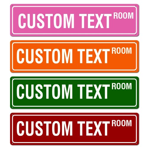 Personalisierte Metallplakette 4×16 Zoll – Eigener Text für Zimmer, Büro, Garage, Hof, Schule oder Geschäft
