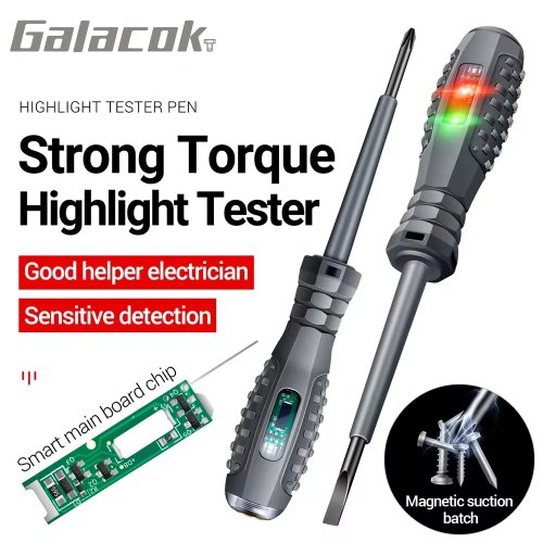 Caneta testadora de tensão sem contacto 70–600V — Chave de teste multifunções para eletricista com LED vermelho/verde