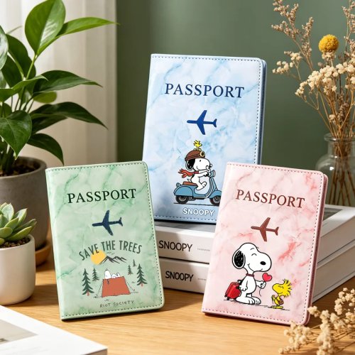 Funda de pasaporte Snoopy ultrafina impermeable, porta documentos y tarjetas ID para hombre/mujer – regalo