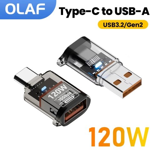محول Olaf USB-C إلى USB-A OTG بقوة 120 واط USB 3.2 للشحن السريع، متوافق مع iPhone 15/16 وMacBook وiPad وHuawei وXiaomi