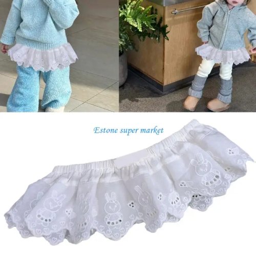 Lovely girls' skirt, single-layer apron-style with decorative ruffle — cute baby/toddler skirt for everyday wear and parties