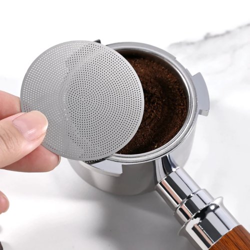 Pantalla reutilizable para puck de espresso en acero inoxidable 0,2 mm — compatible con portafiltros 51/54/58 mm (accesorio barista)