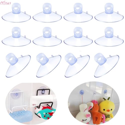 Ventosas transparentes 35 mm (10/20 un) – sucção forte, cabeça em forma de cogumelo, ganchos para parede, cozinha, casa de banho, vidro de carro e decoração de casamento