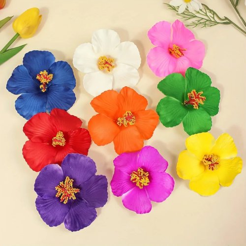 Presilha de Cabelo Flor de Hibisco Feminina — Acessório Floral Fofo para Festa e Dia a Dia