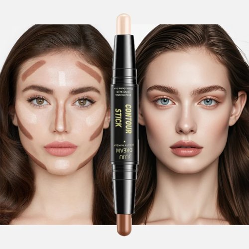 Stick doble de contorno y corrector — base/corrector de larga duración para ojeras y modelado