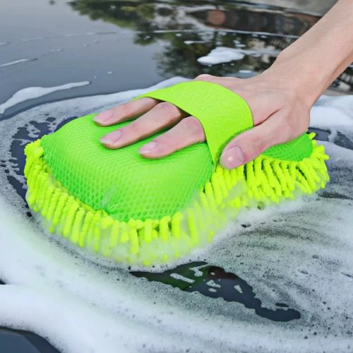 Esponja de microfibra para coche + guante de lavado, paño y cepillos de detallado