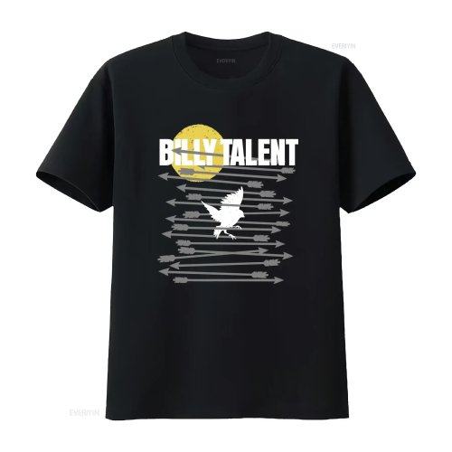 Billy Talent T-Shirt Herren schwarz im Vintage-Look – Pfeil- und Vogel-Print, gewaschenes, weiches und bequemes Casual-Shirt