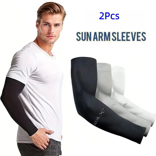 Lot de 2 Manchons bras Ice Silk anti-UV – Unisexe, rafraîchissants, protection solaire pour vélo, voiture, pêche