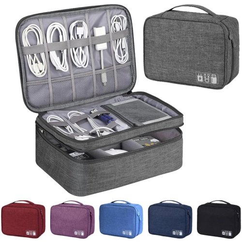 Travel Cable Organizer Bag — Waterproof electronics pouch for USB cables, chargers and accessories