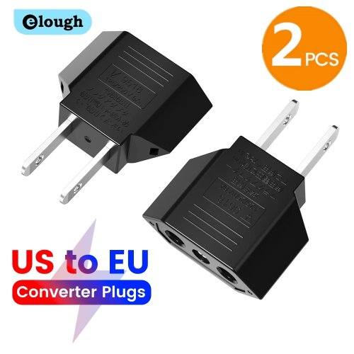 Elough 変換プラグ 4.0mm — US↔EU 旅行用アダプター（米国⇄欧州）