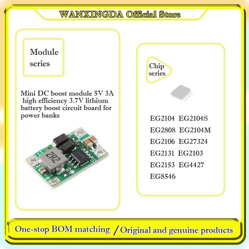 Módulo boost DC mini 5V 3A — modelos EG2104/EG2104S/EG2104M/EG2808/EG27324/EG2106/EG2131/EG2103/EG2153/EG4427/EG8546