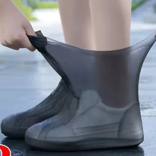 シリコン製防水シューカバー（1足分）— 雨用の再利用可能な滑り止めオーバーシューズ