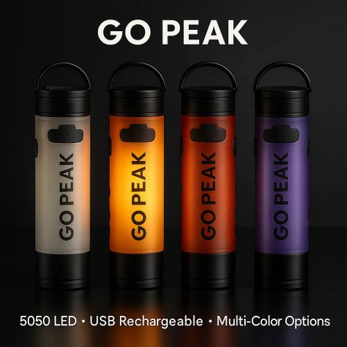 ไฟฉาย LED ขนาดเล็ก Gopeak 5050 ชาร์จ USB — คลิปติดหมวกและพวงกุญแจ พกพาสำหรับแคมป์ปิ้ง/ปีนเขา