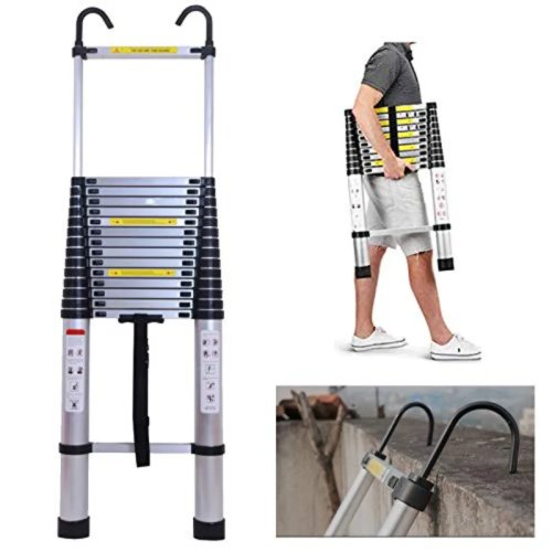 Aluminium-Teleskopleiter 6,1 m, 15 Stufen, klappbar, Mehrzweck, Tragfähigkeit 150 kg, robust und transportabel