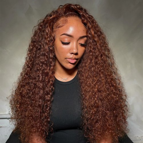 Chocolate brown 13x6 HD lace frontal wig, 13x4 curly deep water-wave Brazilian human hair with 4x4 closure — for women