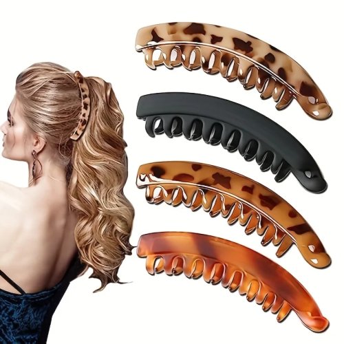 Matte banana haarclip in visvorm — twistklem/barrette voor paardenstaart, haarsieraad voor dames