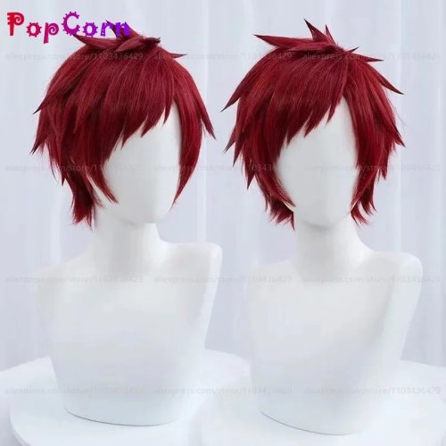 Parrucca cosplay LQGaara uomo corta rossa – sintetica resistente al calore