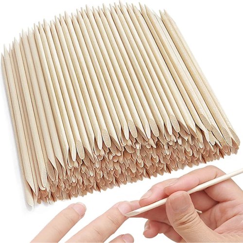 50/100 pcs Orangewood Cuticle Sticks – Nail Art Pushers & Rhinestone/Dotting Removers for Manicure & Pedicure