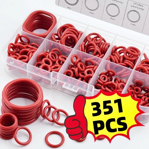 351-teiliges Silikon-O-Ring-Set (10 Größen) – öl- und hitzebeständig, für Pkw und Rohrleitungen