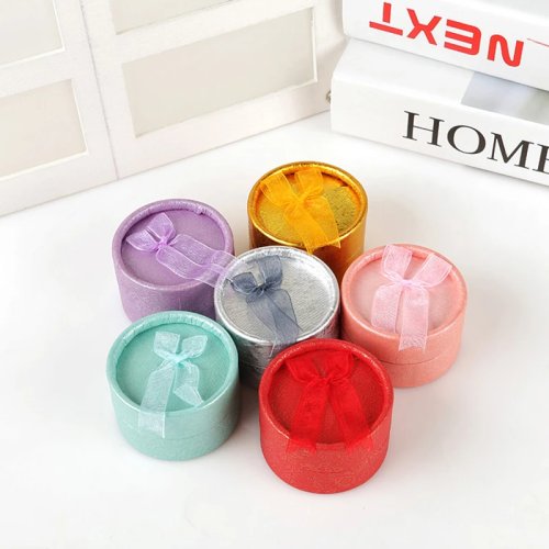 Caja regalo joyería San Valentín, redonda de cartón — estuche para colgante, pendientes, collar, anillo, reloj