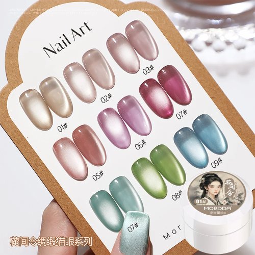 5 g Flasche Cat-Eye Magnet-Gellack – Weiß 'Moonlight', Satin-Effekt, 9 Farben, Soak-Off Glitzer, UV/LED-härtend