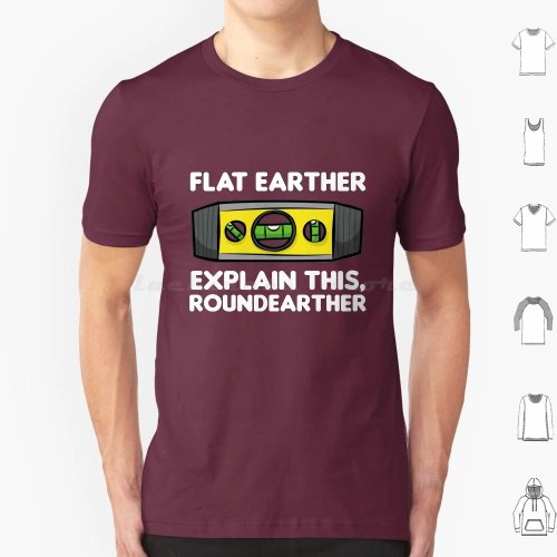 T-shirt Humour Flat Earther en coton – Motif niveau à bulle, disponible jusqu'au 6XL