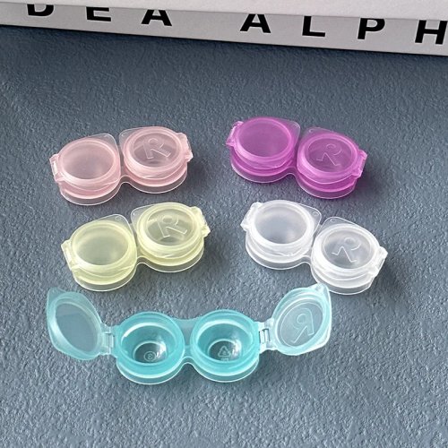 Estojo mini portátil para lentes de contacto — caixa transparente e colorida para lentes
