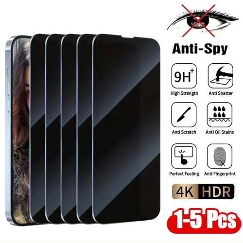 Privacy Tempered Glass Screen Protector for iPhone (Anti-Spy) — Fits iPhone 7/8/8 Plus, X/XR/XS/XS Max, 11, 13, 14, 15/15 Pro/15 Pro Max, 16 — Pack of 1/3/5 pcs