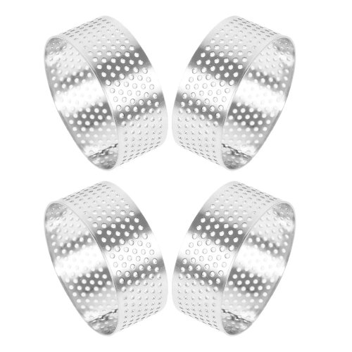 Juego 4 aros para tartaletas francesas de acero inoxidable perforados 5 cm – moldes redondos para mousse/tartaletas de fruta