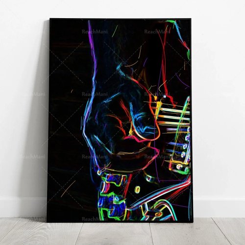 Abstraktes Gitarren-Poster - Modernes Wandbild, Trendige Wohnraumdeko, Geschenk für Musikliebhaber