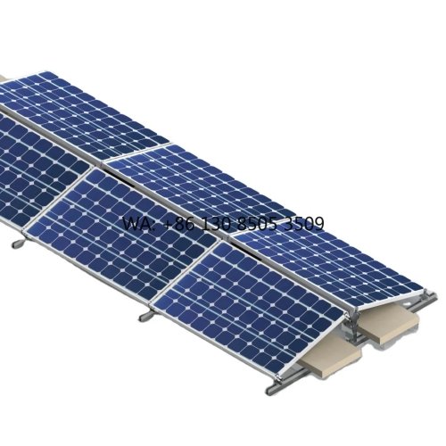 Balastowy system montażowy PV na dach płaski, orientacja wschód‑zachód, montaż bezinwazyjny (bez wiercenia), uchwyty back-to-back