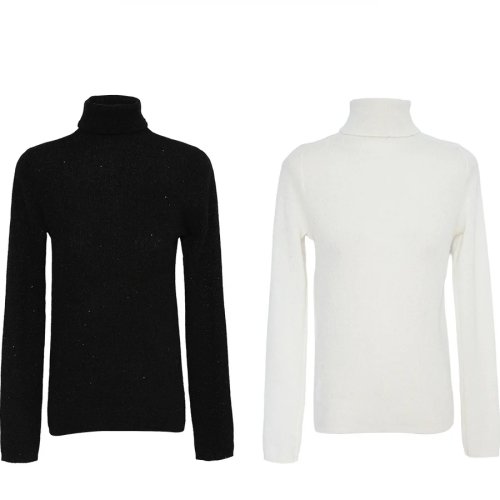 Sweter Kaszmirowy z Wysokim Kołnierzem Nothing Nine Błyszczący Styl Casual Damski Długi Rękaw Okrągły Dekolt