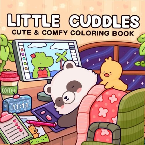 Buku mewarnai untuk dewasa 'Little Cuddles' — Desain lucu untuk meredakan stres, relaksasi & terapi seni — Hadiah